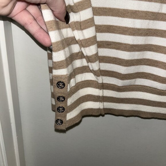 Tommy Hilfiger Tan Striped Long Sleeve Turtleneck Preppy Sweater Size Large - Picture 6 of 10